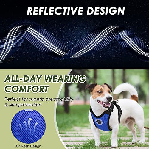 Lukovee Dog Car Harness Seat Belt, Adjustable Mesh Breathable Vest with Elastic Bungee Tether, Soft Padded 2-in-1 Safety Car Harness Seatbelt for Small Medium Large Dogs (Blue,XXS) - color: Blue, size: XX-Small
