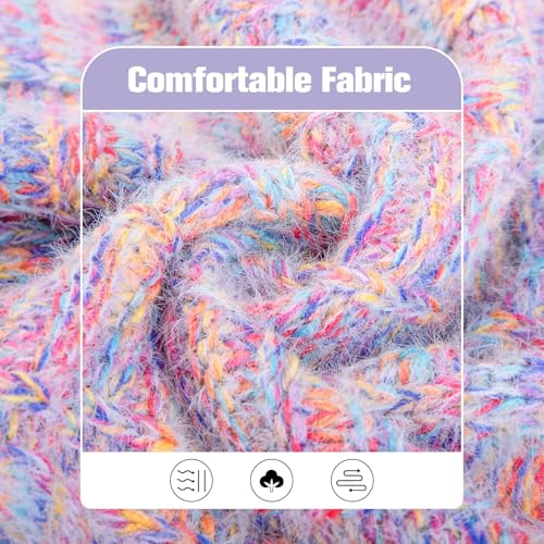 BEAUTYZOO Small Dog Sweater -Turtleneck Pullover Classic Cable Knit Fuzzy Winter Coat Dog Cold Weather Clothes for Small Medium Dogs Puppy Girl Boys(Rainbow Pink, M/L) - color: Gradient Pink, size: M/L (Back: 18",Chest: 23", Neck: 15")