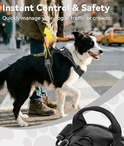 Joytale No Pull Dog Harness Medium Sized Dog, Reflective Pet Vest with Front Clip, Adjustable Soft Padded Harnesses with Easy Control Handle for Training and Walking, Black, M - color: Black, size: Medium