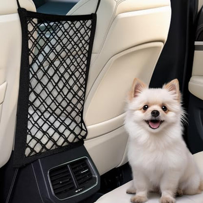 rabbitgoo Dog Car Net Barrier for SUVs, Pet Barrier with Metal Hooks & Stretchable Mesh, Car Divider & Storage Bag, Easy to Install, Drive Safely with Children & Pets, 11.7"×11.7" - size: 11.7" x 11.7"