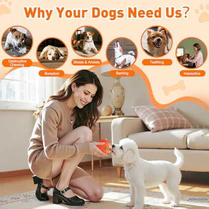 Interactive Dog Frozen Treat Toys, Dog Puzzle Enrichment Ball to Keep Them Busy, Slow Food Training, Durable Rubber Chew Dispensing Toy, Freezable Fillable Ball, for Small Medium Large Dogs (Orange) - color: Orange