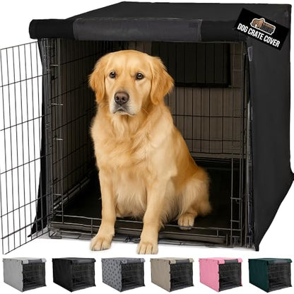 GORILLA GRIP Dog Crate Covers Compatible with Amazon Basics Dog Crates, All Sides Open, Privacy Cover Fits 42" Wire Kennel, Breathable Mesh Windows, Light Reducing Puppy Training Cage Topper, Black - color: Black, size: 42" X 28" X 30"