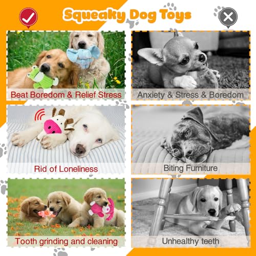 MRSOHRET 5 Pack Dog Toys Squeaky, Tough Stuffed Plush Puppy Chew Toys for Teething, Durable Plush Dog Toy for Large Medium Small Breed to Keep Them Busy - style: 5 pcs dog toys