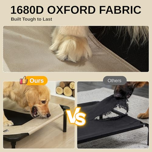 Elevated Dog Bed for Large Dogs, Cooling Mesh Raised Pet Cot with Waterproof 1680D Oxford Cover, Anti-Static Easy Clean Washable Cover, Heavy Duty Steel Frame, Non-Slip (Beige, 46"L x 29"W x 7.5"Th) - color: Beige