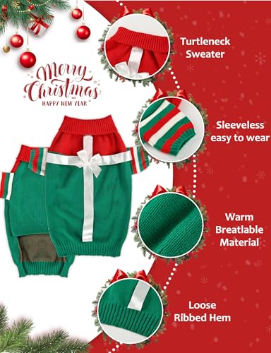 Dog Christmas Sweater, Soft Warm Pet Clothes Coat for Small Medium Large Dogs and Cats Boy Girl, Fall Cozy Holiday Turtleneck Knitting Collar Pullover Pup Outfit Costume for Thanksgiving New Year
