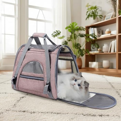 Airline Approved Soft-Sided Pet Carrier for Cats & Small Dogs - Ventilated Travel Bag with Removable Mat, Under 15 lbs, Red - color: Red