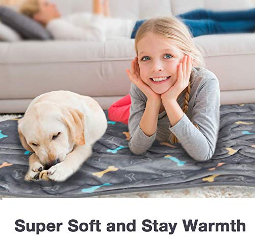 Allisandro Luxurious Dog Blanket, 350 GSM Super Fuzzy Microplush Fleece Pet Blankets for Small Medium Large Dogs and Cats, Grey Bone, 40 x 32 Inches - color: Grey Bone, size: 40" x 32"