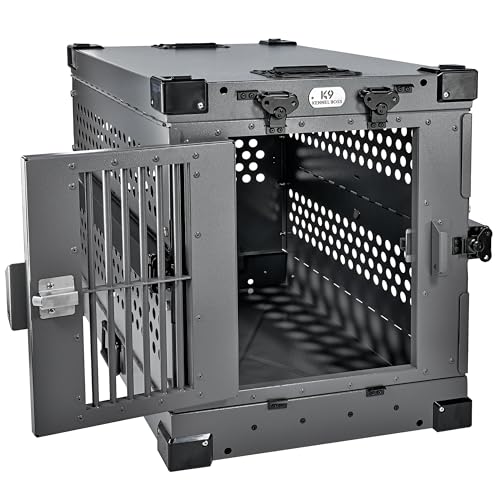 K9 Kennel Boss Aluminum Collapsible Dog Crate, Heavy Duty Folding Kennel - Small (Gray) - color: Gray, size: 30.6"L x 22.8"W x 25.7"H