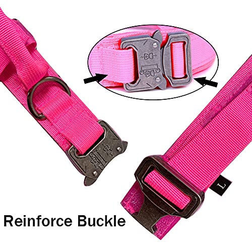 Tactical Dog Collar Adjustable Military Nylon Dog Collar with Control Handle and Heavy Duty Metal Buckle for Medium and Large Dogs (Pink,S) - color: Pink, size: Small (Pack of 1)