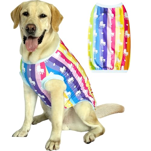 Dog Sleeveless T Shirt Colorful Unicorn Prints Vest Shirt Soft Stretchy Summer Clothes for Large Dog Boys Girls Shirt X-Large,Unicorn - color: Colorful Unicorn, size: XL