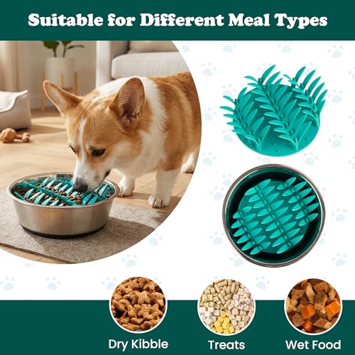 PEGGY11 Grass-Shaped Silicone Slow Feeder Insert for Dog Bowl | Upright grass-blade texture, Suction cup base, Food-grade material, Dishwasher-safe, Mealtime enrichment - size: 5'' x 5''