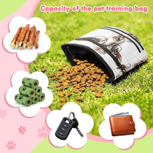 Goat Dog Treat Pouch for Training, Waterproof Puppy Snack Bag with Reflective Strip and Magnetic Closure, Adjustable Waist, Outdoor Dog Walking & Hiking