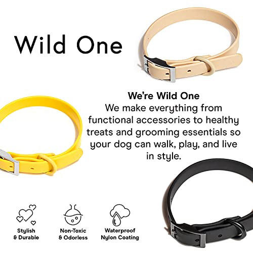 Wild One Dog Collar, Easy-Clean, All Weather Flex-Poly Strap with Metal, Durable, Dirt and Odor Resistant (Black, S) - color: Black, size: S