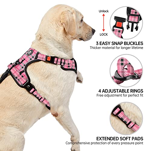NESTROAD No Pull Dog Harness with Leash, Reflective No Choke Pet Vest Harness,Adjustable Soft Padded Dog Harness with Easy Control Handle for Small Dogs(Checkered Pink,Small) - color: Checkered Pink, size: 【S】neck 11-15" chest 15-21"
