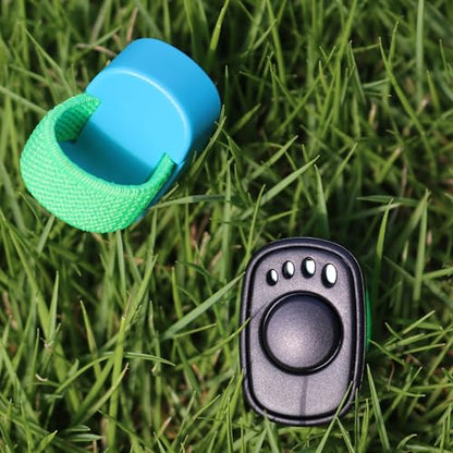 Pet Clicker for Dogs/Cats/Horses/Birds or Other Animals - Mini Finger Clickers for Training (Black + Blue)