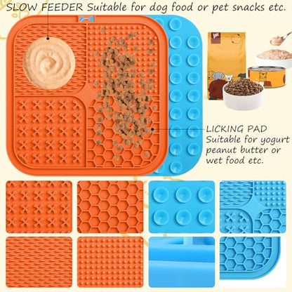 Dog Enrichment Toys - Dogs Puzzle Toy Set 6Pack Lick Mat with Suction Cups Frozen Treat Puzzle Dispenser Slow Feeder Bowl for Stimulating Anxiety Relief Training Busy Toys