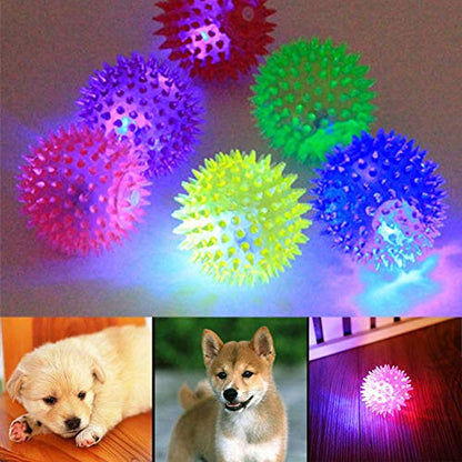 Zerodis Light Balls Flashing Elastic Ball, Glowing Pet Spiny Ball Light Up Spiky Dog Balls Interactive Pet Toys for Puppy, Cats, Dogs (a)