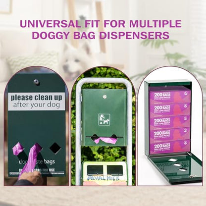 Sherr 20 Boxed Rolls 4000 Counts Dog Poop Bags Bulk Leak Proof Dog Waste Bags Universal Pet Doggy Waste Poop Box for Puppy Pets Outdoor Walking and Travel, 20 Rolls of 200 (Purple) - color: Purple