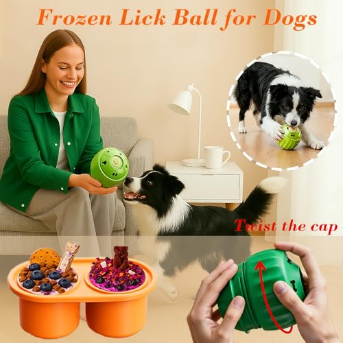 7.87" Dog&Cat Lick Mat with Suction Cups Set,Frozen Treat Toy for Puppy,Dog Enrichment Toy Foam Ball for Anxiety Relief - color: Purple