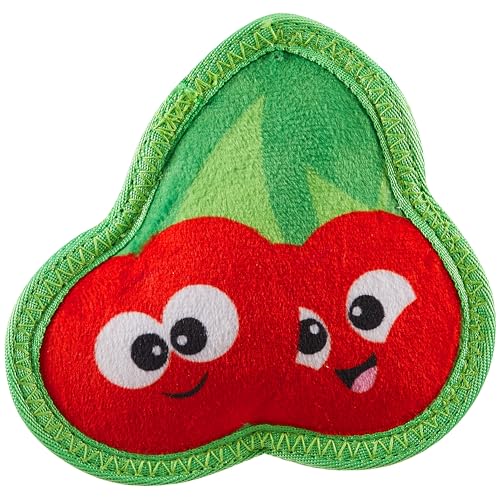 Outward Hound Tough Skinz Durable Squeaky Dog Toy with Two Tough Layers, Cherries, Red, Small - color: Cherries, size: Small