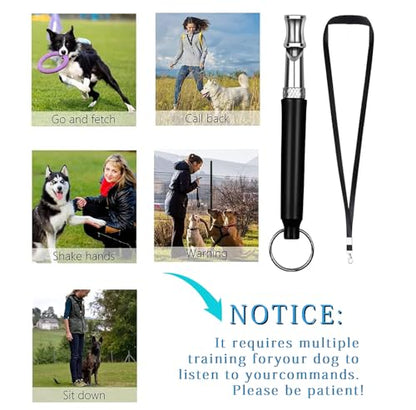 2 Pack Dog Whistle, Dog Whistle to Stop Barking Neighbors Dog, Adjustable Ultrasonic Silent Dog Whistle, Professional Recall Dog Training Whistles with Lanyard (2)