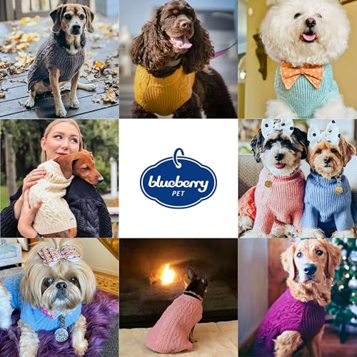 Blueberry Pet Classic Fuzzy Textured Knit Pullover Crew-Neck Dog Sweater in Dark Olive, Back Length 14", Pack of 1 Clothes for Dogs - color: Dark Olive, Crew-neck, size: 14 inch