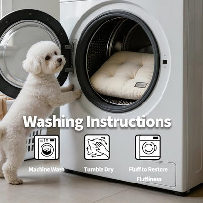 Washable Dog Bed Ultra Soft Plush Dog Crate Mat, Dog Bed for Crate, 3.2" Thick Dog Bed Mat, Kennel Pad for Small and Medium Dogs, Beige (Beige, 18" L x 18" W x 3.2" Th) - size: 18"L x 18"W x 3.2"Th