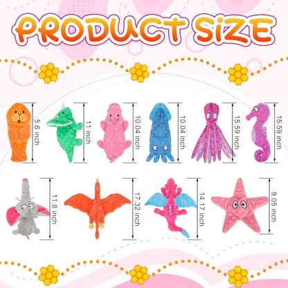 Sratte 10 Pcs Soft Dog Squeaky Toys No Stuffing Crinkle Dog Toy for Aggressive Chewers Durable Plush Teething Puppy Squeak Animals Chew for Small Medium Large Pets, 10 Styles(Assorted Style) - style: Assorted Style