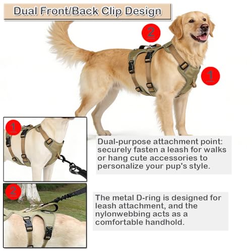Red No-Pull Dog Harness, Reflective Padded Design for Small/Medium/Large Dogs, Adjustable & Escape-Proof Dog Vest. L: 61-99 lbs (Chest:21-28",Neck:18-25") - color: Red, size: L:61-99 lbs (Chest:21-28",Neck:18-25")