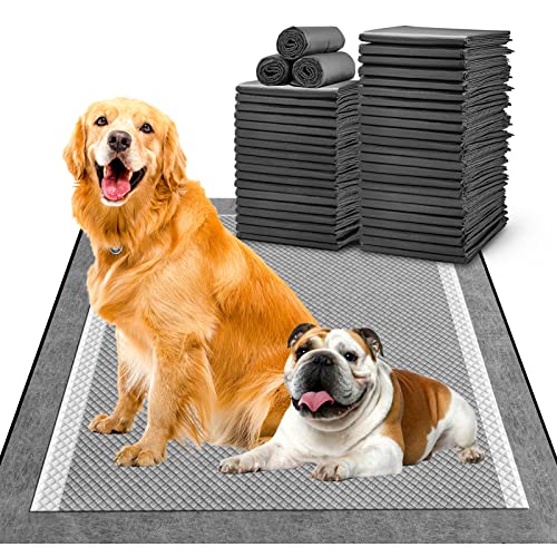 MIZOK Pee Pads for Dogs 28x34in Charcoal Dog Pads Extra Large, Super Absorbent Odor Eliminating Leak-Proof, Dog Pee Pads with Activated Carbon for Large Breeds, Disposable (40 Count) - size: Large 28"x34" 40 Count