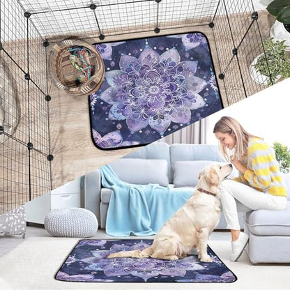 Qilmy Mandala Pet Mat, Waterproof Reusable Dog Training Pad Anti-Slip Pet Creat Pad for Small Medium Large Dogs and Cats - size: Medium+Large