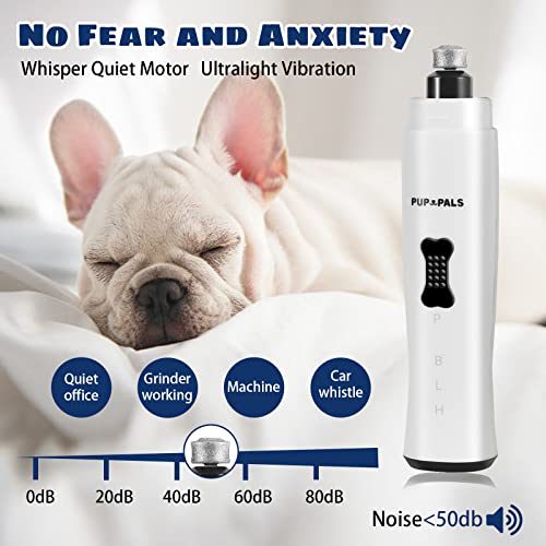 Upgrade Dog Nail Grinder with 5 LED Shadow Free Light, Dog Nail Trimmer Protect Pet Paws from Over Grinding with 2 Speed Super Power Motor, with one aditional Concave-Shaped Replacement Head - color: Grinder+1 Head