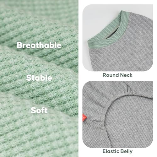 KYEESE 2Pack Dog Shirts Waffle for Small Dogs Stretchy Pet T-Shirts Lightweight Dog Tank Top Sleeveless Dogs Vest Breathable, Large, Green+Grey - color: 06# 2Pack(Green+Grey), size: Large (12-18lbs)