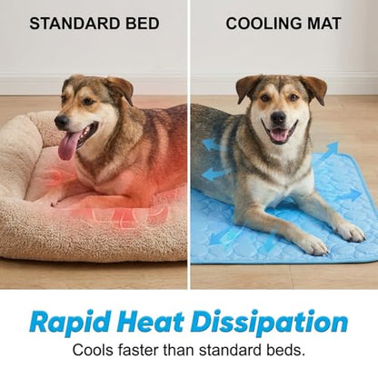 Dog Cooling Mat, 2026 Upgraded Pet Ice Silk Mat, Pet Cooling Mat Ice Silk Coolings Mats for Dogs & Cats, with Non-Slip & Foldable Summer Reusable Pets Cool Mats (Blue, S-20×16") - color: Blue, size: S-20"×16"