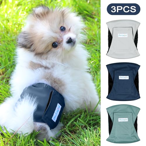 Paw Legend Washable Dogs Diapers Male Dog Belly Bands for Male Dogs Diapers Reusable Puppy & Doggie Diapers Male - color: Teal, Grey, Navy, size: X-Small