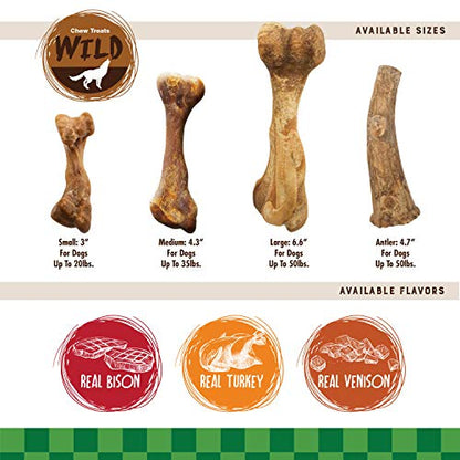 Nylabone Healthy Edibles WILD Natural Dog Chew Treats for Large Dogs, Long Lasting Dog Healthy Chew Antler Bone Made in USA, Venison Flavor, For Dogs Up to 50 lbs. (2 Count) - size: 2.8 Ounce (Pack of 1)