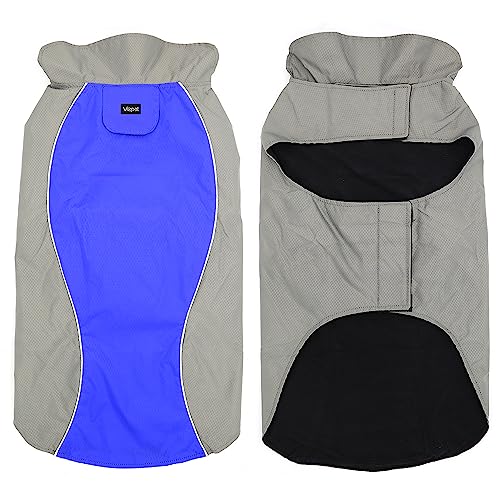 Vizpet Dog Raincoat Waterproof Coats,Dog Jacket High Visibility Warm Vest Dog Clothes for Small Medium Large Dogs (Blue-XXL) - size: Blue-XXL