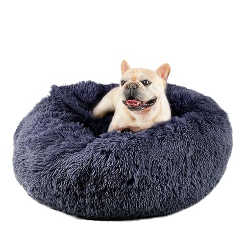 Himax Medium Dog Bed, Round Dogs Beds with Blanket Attached, Comfort Fluffy Calming Dog Bed Washable (20"/26"/35") Deep Grey - color: Grey, size: 26.0"L x 26.0"W x 9.0"Th