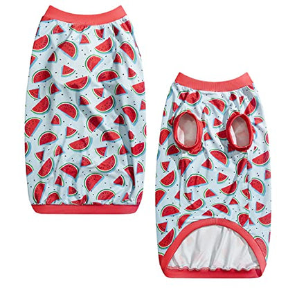 Dog Sleeveless T Shirt Red Watermelon Prints Vest Shirt Soft Stretchy Summer Clothes for Large Dog Boys Girls Shirt Large,Red - color: Blue Watermelon, size: Large