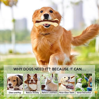 Dog Toys for Aggressive Chewers, 2 Pack Nylon Durable Dog Bones with Real Beef Flavor for Large/Medium/Small Breeds Pet Chew Toys - size: Large+Medium