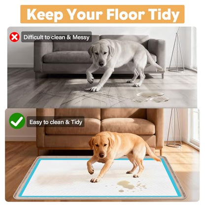 50" x35" Pee Pad Holder for Dogs Puppy Pad Holder Large Silicone Pee Tray for Dog Training Floor Protection Raised Edge Dog Potty Tray, No Pee Pads(Khaki) - color: 50" X35"khaki