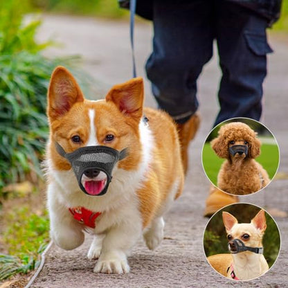3pack Dog Muzzle Suits for Small Medium Large Dogs, Drinkable Breathable Mouth Guard, Adjustable Strap Soft Dog Muzzle to Prevent Biting Chewing, Air Mesh Muzzles for Scavenging Licking (XS+S+M)