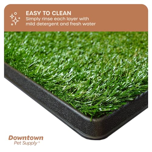 Downtown Pet Supply Dog Grass Pad with Tray, 20 x 30 - Outdoor and Indoor Potty System for Dogs with Replaceable Synthetic Grass Pee Turf - Portable and Waterproof Turf Dog Potty - size: 20" x 30"