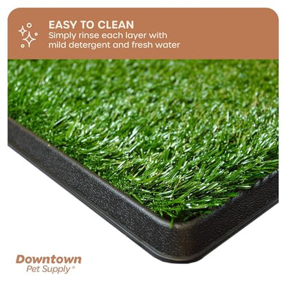 Downtown Pet Supply Dog Grass Pad with Tray, 16 x 20 - Outdoor and Indoor Potty System for Dogs with Replaceable Synthetic Grass Pee Turf - Portable and Waterproof Turf Dog Potty - size: 16" x 20"