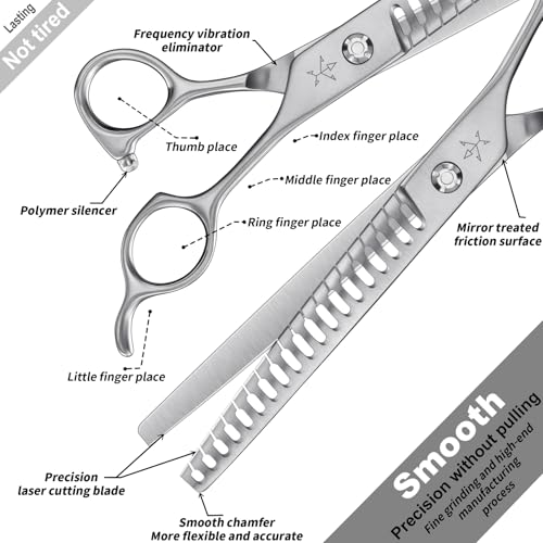 High-end Professional Dog Grooming Thinning Scissors Teeth Cutting Blending Shears Pet Texturizing Shears 7.5 Inch Extremely Very Sharp Stainless Steel Alloy For Cat Other Animals Groomer - style: 7.5inch Big Teeth Thinning