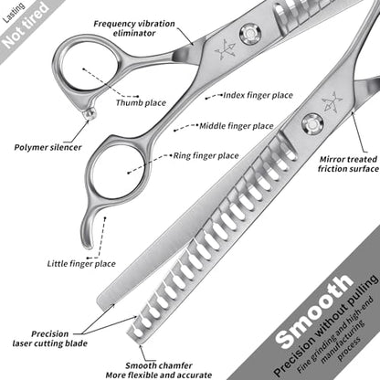 High-end Professional Dog Grooming Thinning Scissors Teeth Cutting Blending Shears Pet Texturizing Shears 7.5 Inch Extremely Very Sharp Stainless Steel Alloy For Cat Other Animals Groomer - style: 7.5inch Big Teeth Thinning