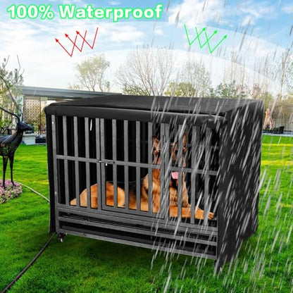 42 inch Heavy Duty Dog Crate Covers Durable 600D Polyester Insulated Dog Kennel Cover Soundproof Windproof Rainproof Shading Fit for Wire Dog Cage Covers with Breathable Side Window ( ONLY COVER) - size: Fit 42 inch Crate(43.13L x 30.71W x 33.07H inch)