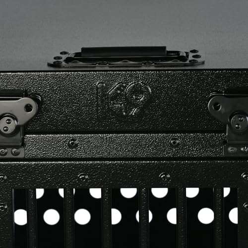 K9 Kennel Boss Aluminum Collapsible Dog Crate, Heavy Duty Folding Kennel - Medium-Long (Black) - color: Black, size: 40.6"L x 25.2"W x 28.9"H