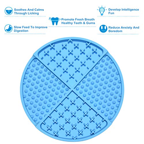 Bangp Silicone Dog & Cat Lick Mat and Slow Feeder,Extends Mealtime for Fast Eaters and Reduces Anxiety,Heavy-Duty Design,Dishwasher Safe,Perfect for Yogurt,Treats,Peanut Butter (Blue)