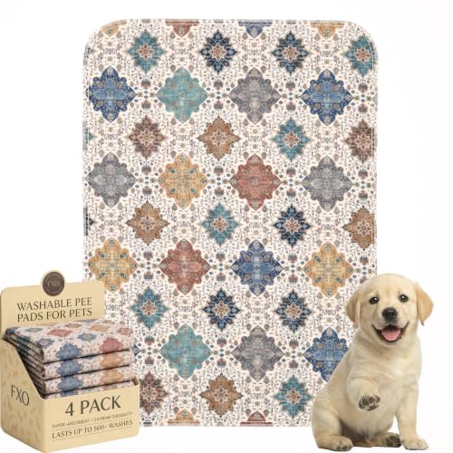 4PACK Washable Pee Pads for Dogs,Great Urine Absorbent Reusable Puppy Training Pads,Waterproof,Leak-Proof & Non-Slip Potty Pads for Whelping,Crate,Playpen,Bed.(Colorful Day,18"x24") - color: Colorful Day, size: 18"x24" (Pack of 4)